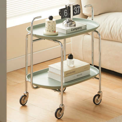 Nordic Oval Steel Plastic End Table 2-Tier — White