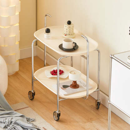 Nordic Oval Steel Plastic End Table 2-Tier