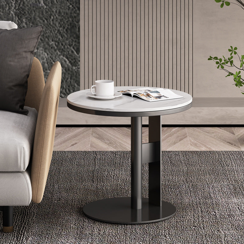 Luxury Round Iron Rock Slab Coffee Table