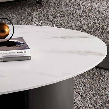 Luxury Round Iron Rock Slab Coffee Table