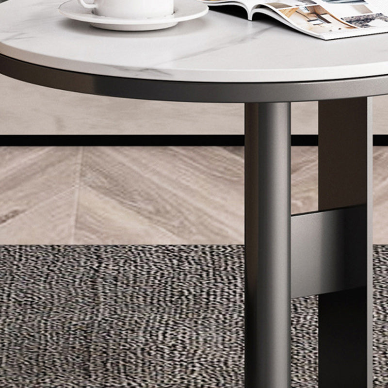 Luxury Round Iron Rock Slab Coffee Table