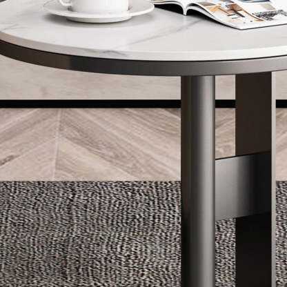 Luxury Round Iron Rock Slab Coffee Table
