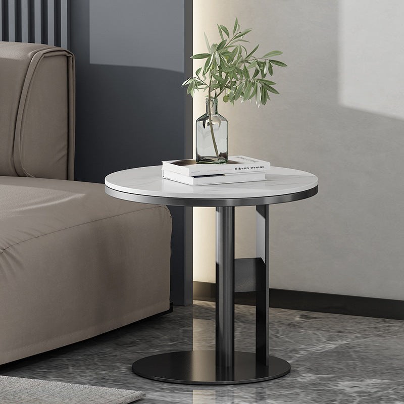 Luxury Round Iron Rock Slab Coffee Table