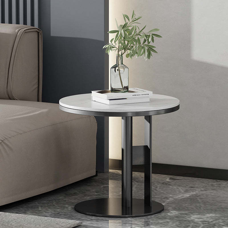 Luxury Round Iron Rock Slab Coffee Table