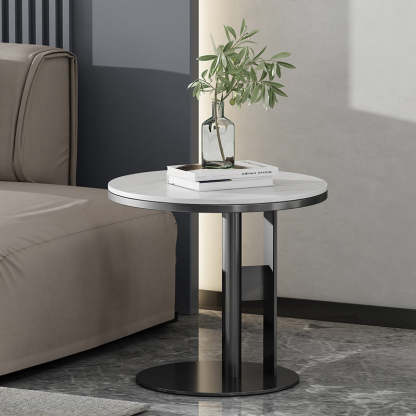 Luxury Round Iron Rock Slab Coffee Table