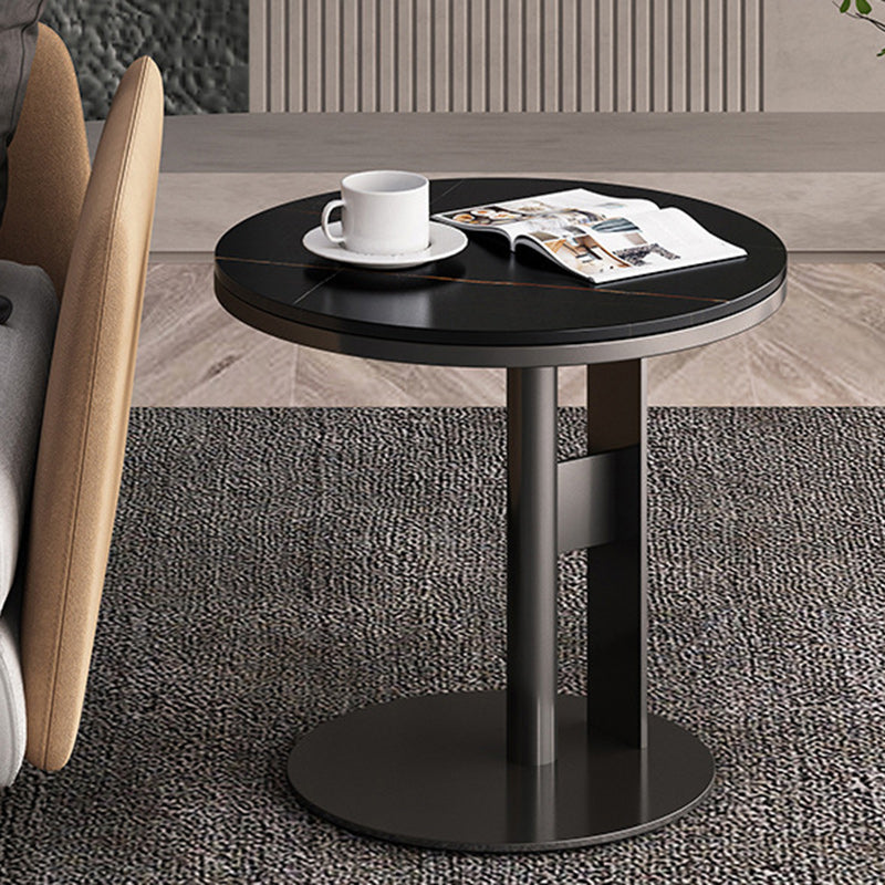 Luxury Round Iron Rock Slab Coffee Table