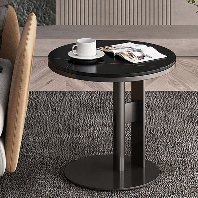 Luxury Round Iron Rock Slab Coffee Table