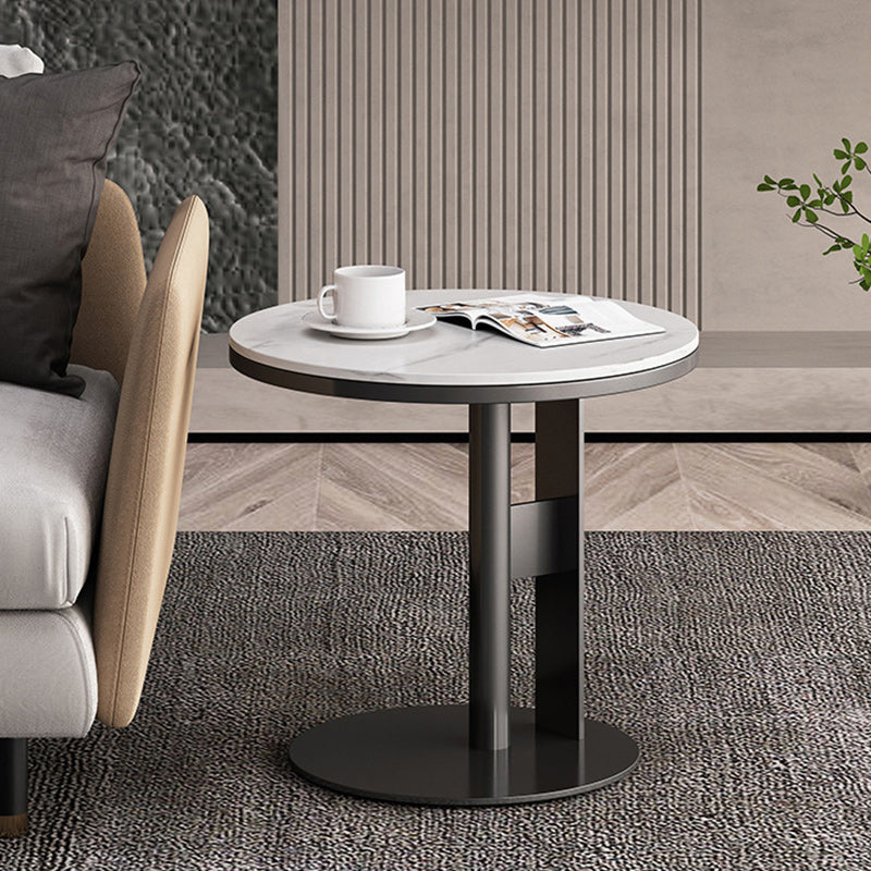 Luxury Round Iron Rock Slab Coffee Table