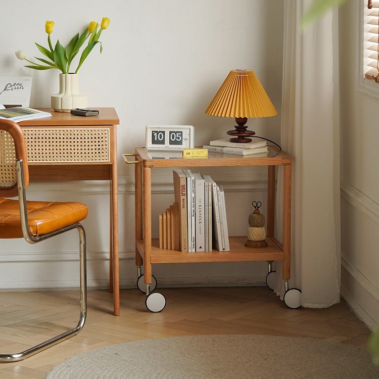 End 2-tier wood end & side tables for living room