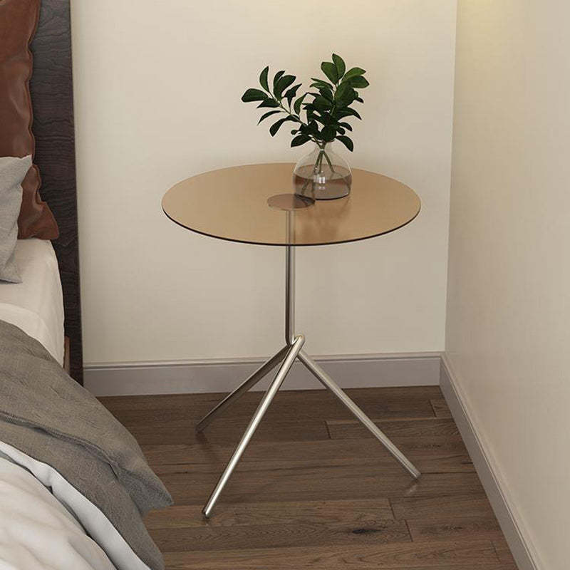 Scandinavian Round Iron Acrylic End Table — Tea Color