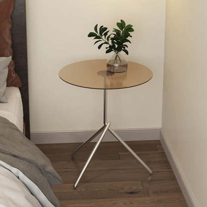 Scandinavian Round Iron Acrylic End Table — Tea Color