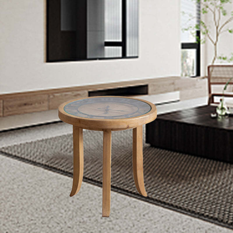 Lighom traditional rust round wood coffee tables in iron — 21" H x 20" Dia x 19.69" L