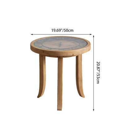 Rustic Round Wood Iron Glass Coffee Table