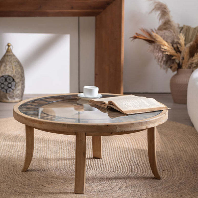 Wood traditional round rust coffee tables