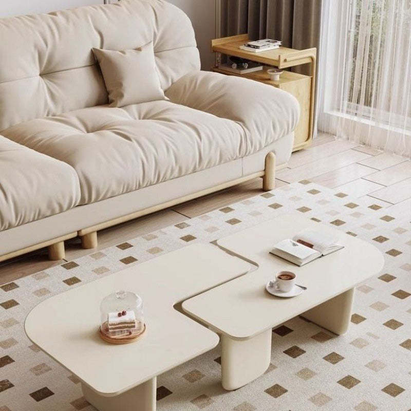Contemporary Irregular Wood Removable Coffee Table — Coffee Color