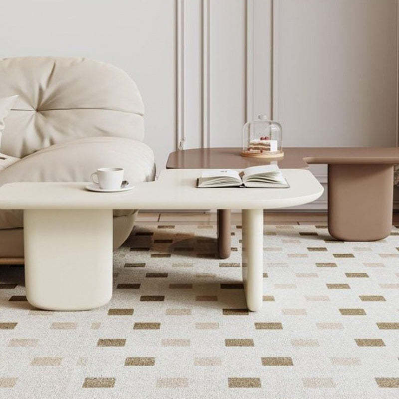 Contemporary Irregular Wood Removable Coffee Table — Khaki Color