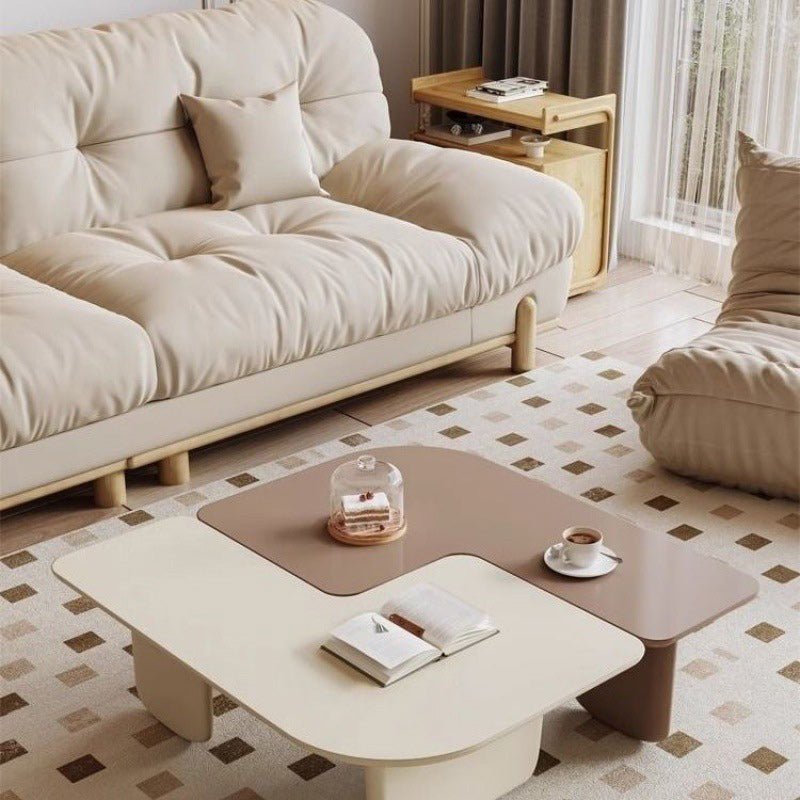 Contemporary Irregular Wood Removable Coffee Table — Black