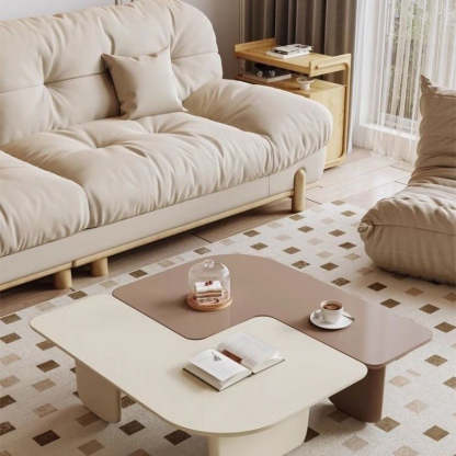 Contemporary Irregular Wood Removable Coffee Table — Black