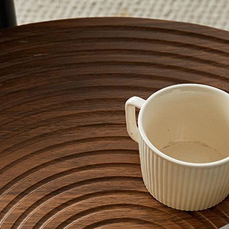 Retro Round Wood Coffee Table — Walnut