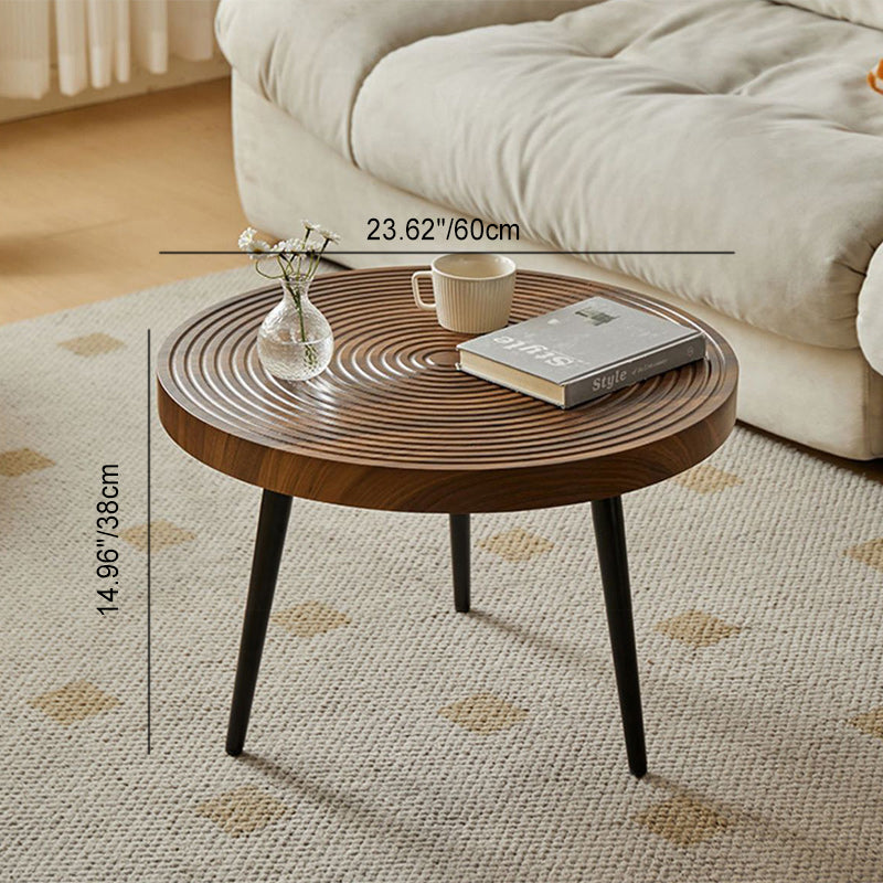 Retro Round Wood Coffee Table — Walnut