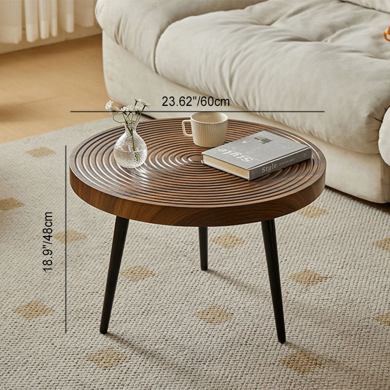 Retro Round Wood Coffee Table — Walnut