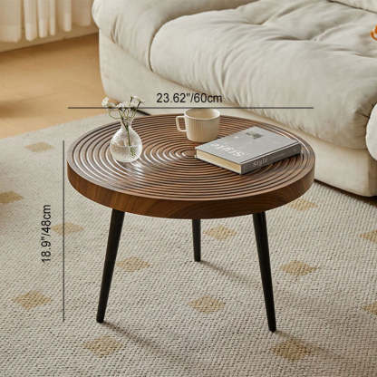 Retro Round Wood Coffee Table — Walnut