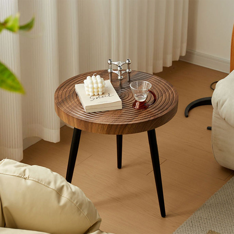 Retro Round Wood Coffee Table — White