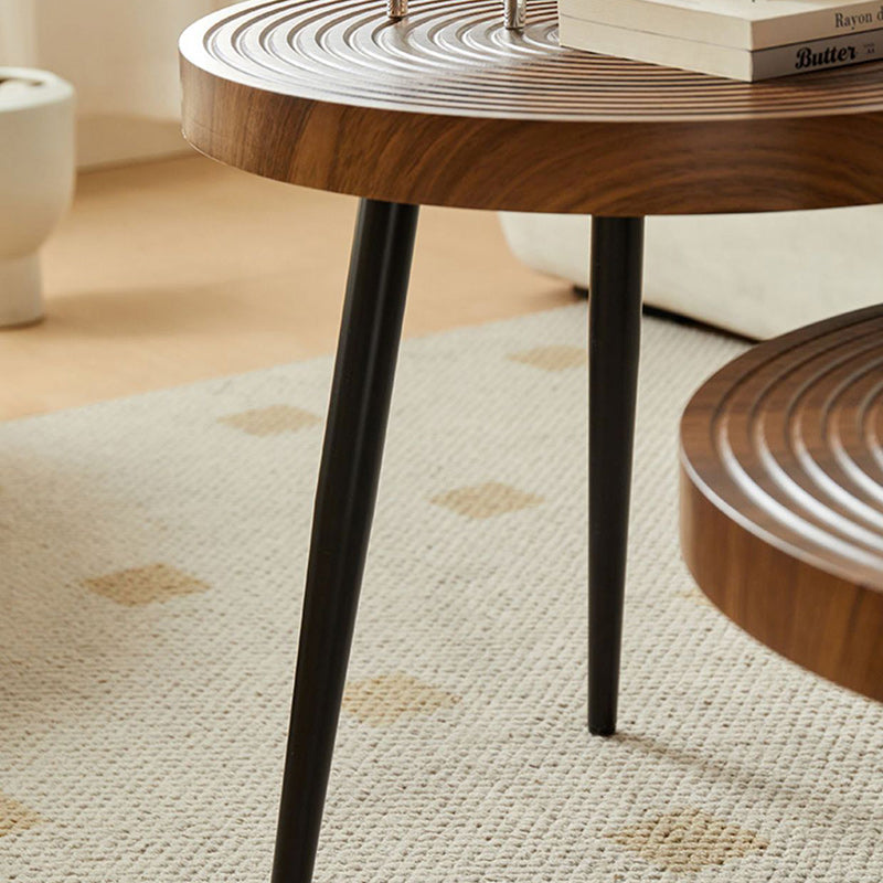Retro Round Wood Coffee Table — Walnut