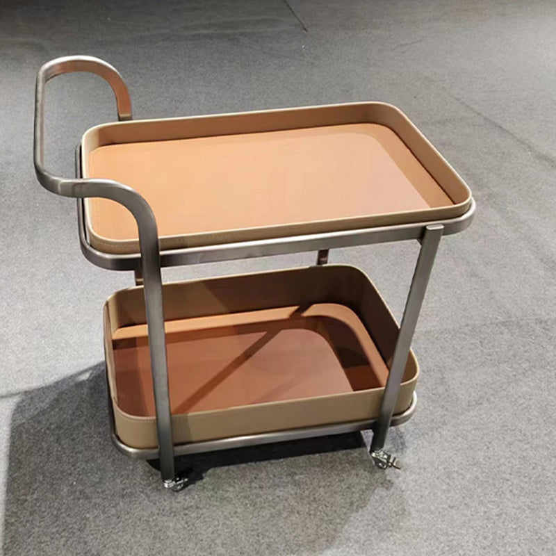 Contemporary Saddle Leather End Table 2-Tier
