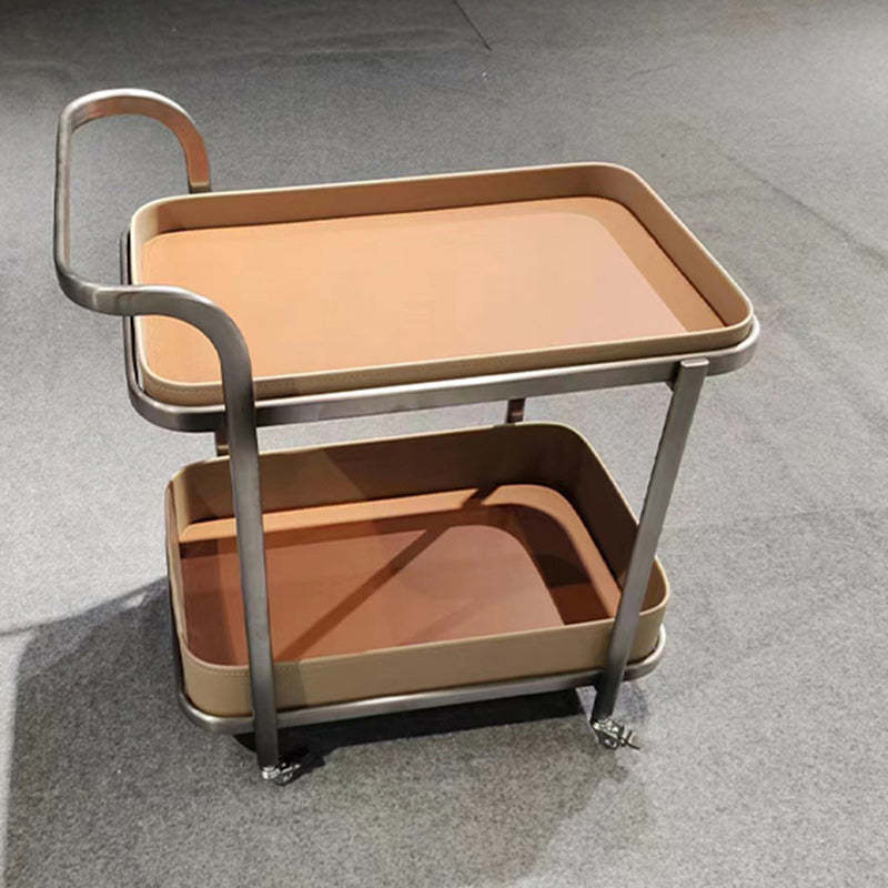 Contemporary Saddle Leather End Table 2-Tier