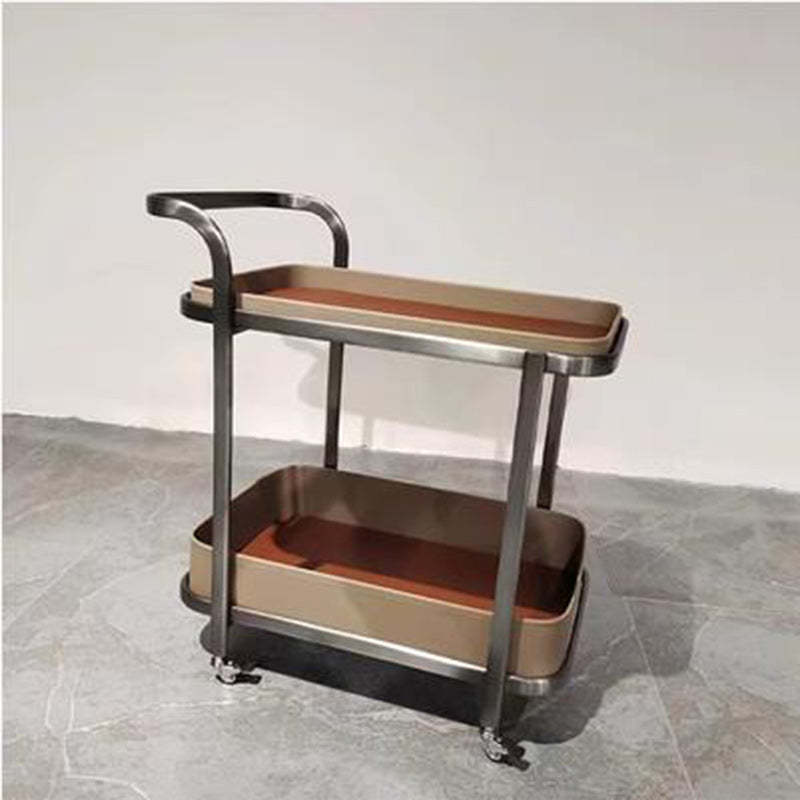 Contemporary Saddle Leather End Table 2-Tier