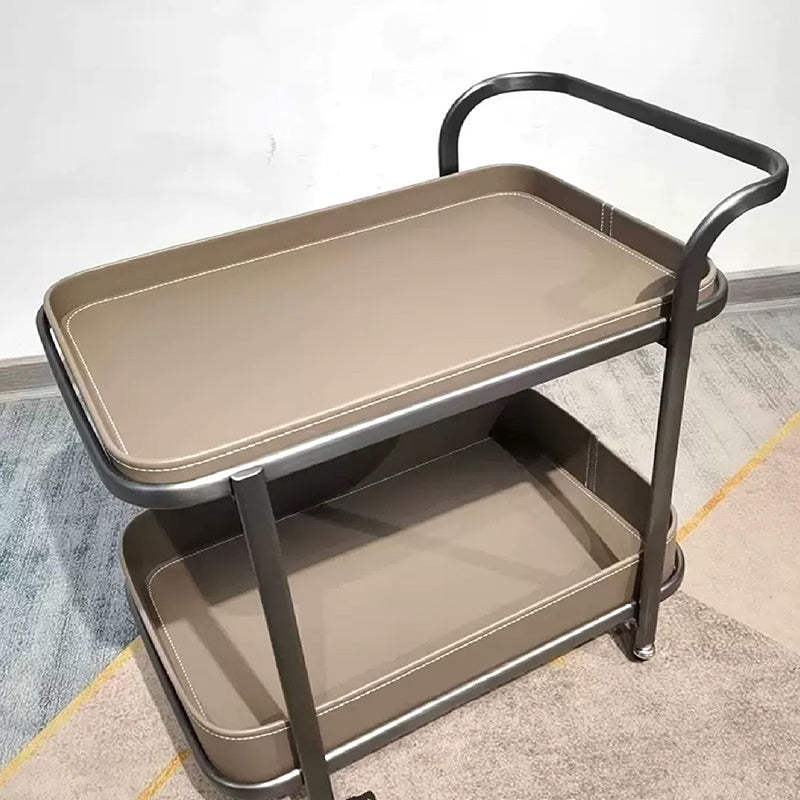 Contemporary Saddle Leather End Table 2-Tier