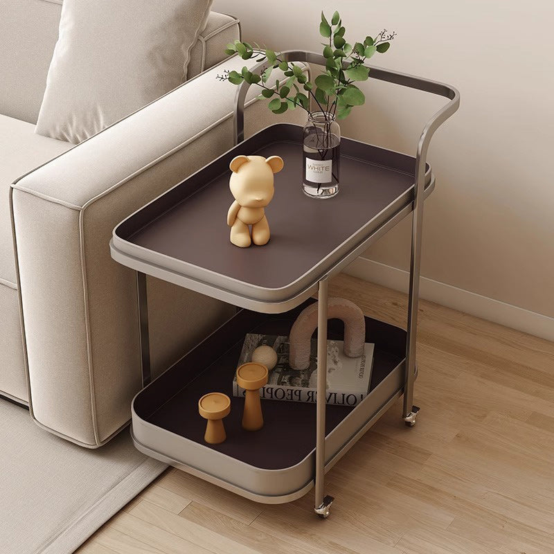 Contemporary Saddle Leather End Table 2-Tier