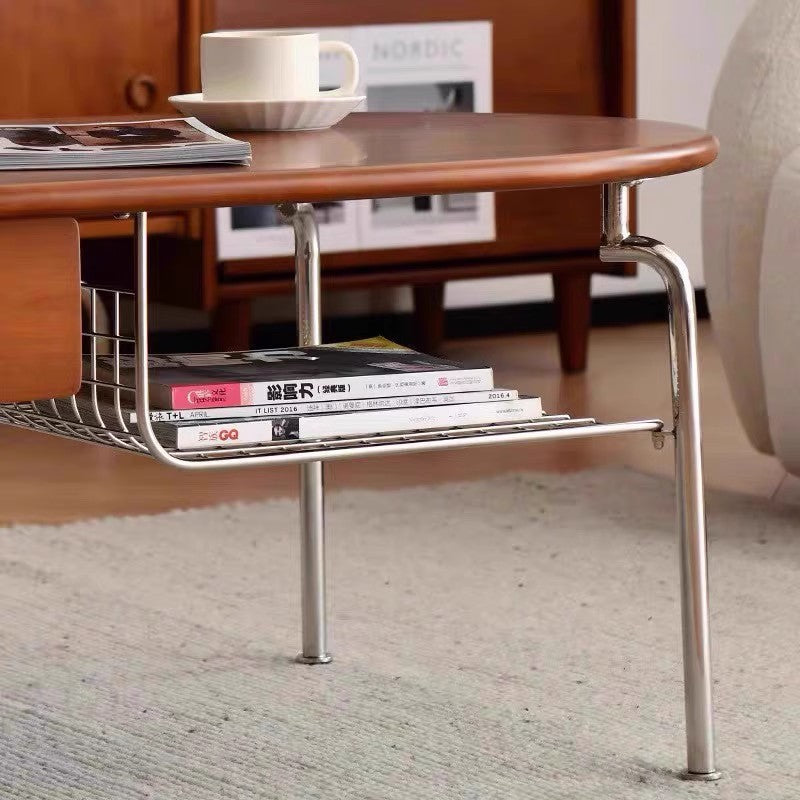 Nordic Oval Steel Wood Coffee Table