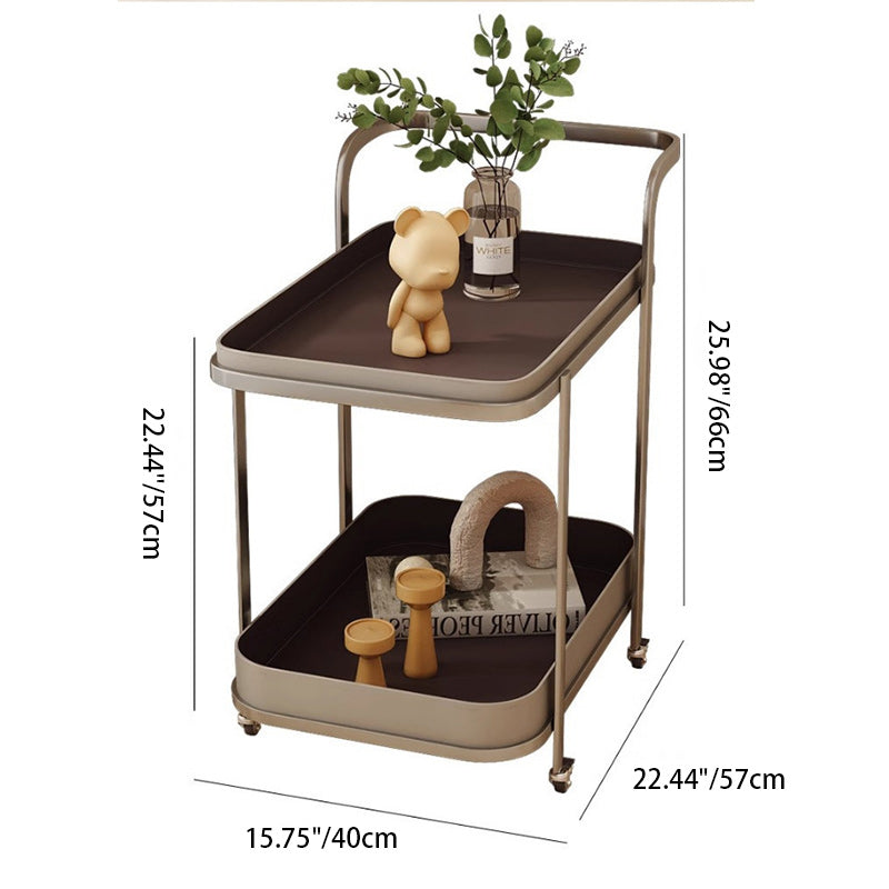 Contemporary Saddle Leather End Table 2-Tier — Brown
