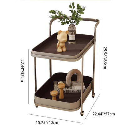 Contemporary Saddle Leather End Table 2-Tier — Brown