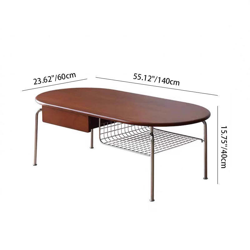 Nordic Oval Steel Wood Coffee Table