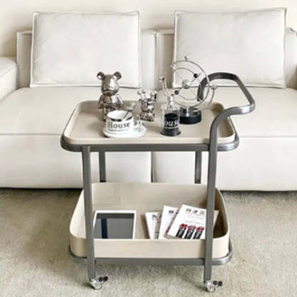 Contemporary Saddle Leather End Table 2-Tier