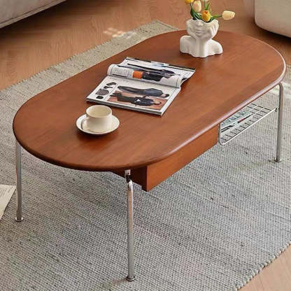 Nordic Oval Steel Wood Coffee Table