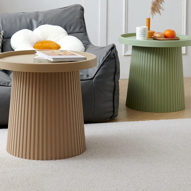 Contemporary Cylinder Plastic Acrylic Coffee Table — Camel