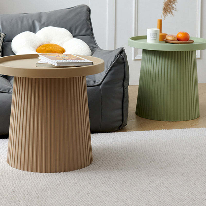 Contemporary Cylinder Plastic Acrylic Coffee Table — Camel
