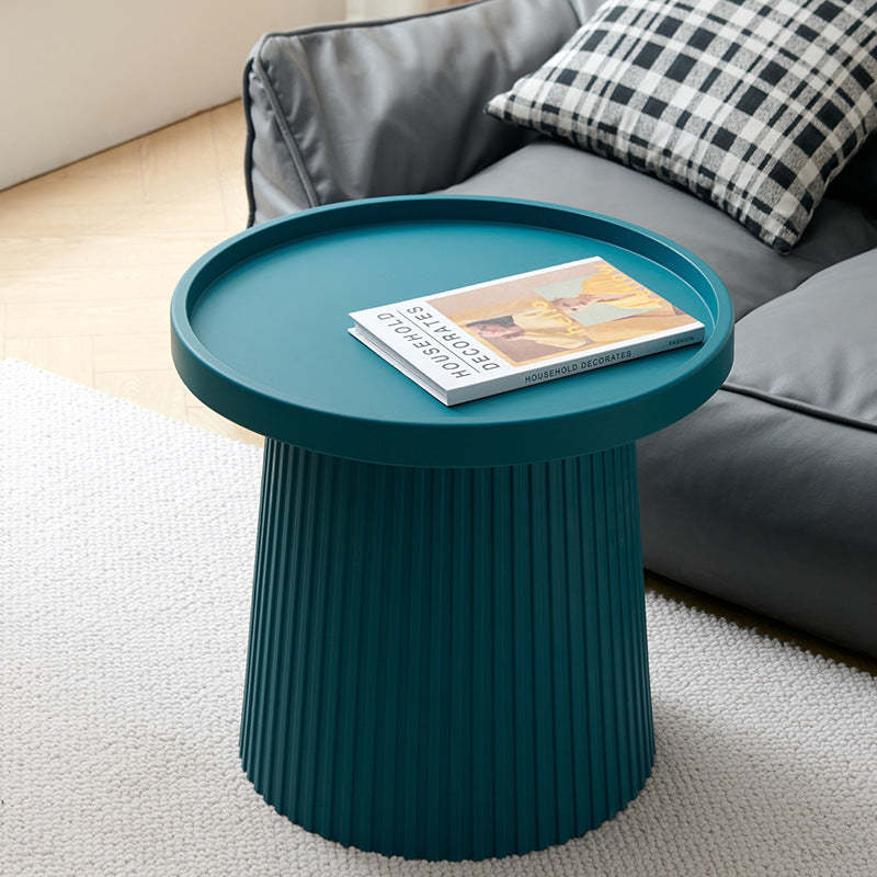 Contemporary Cylinder Plastic Acrylic Coffee Table — Dark Blue