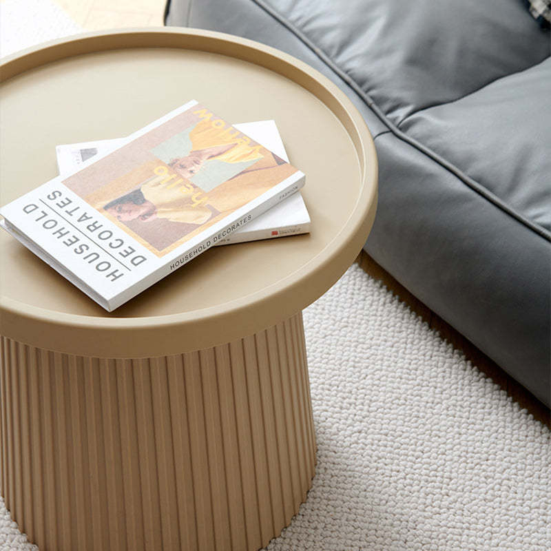 Contemporary Cylinder Plastic Acrylic Coffee Table — Matcha Green