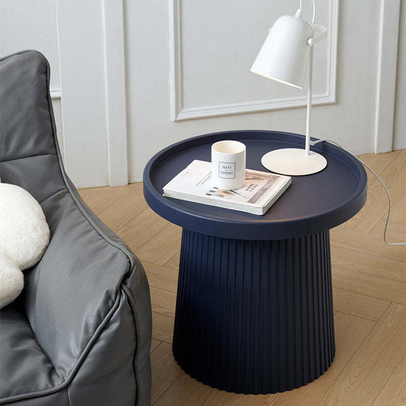 Contemporary Cylinder Plastic Acrylic Coffee Table — Peacock Blue