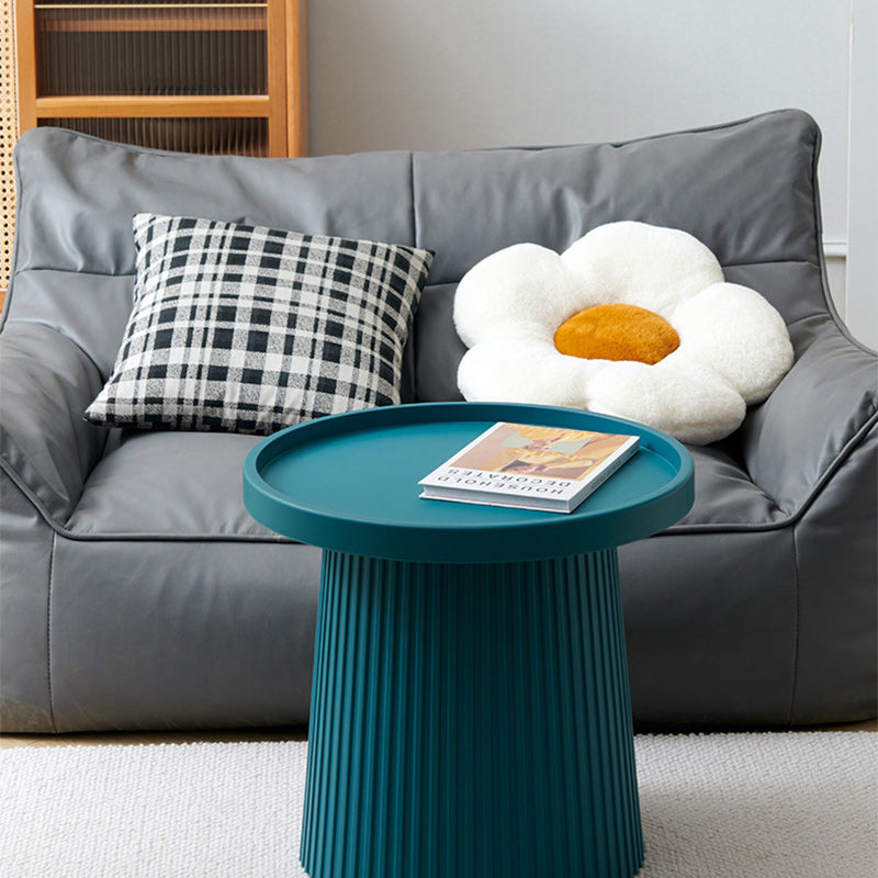 Contemporary Cylinder Plastic Acrylic Coffee Table — Gray