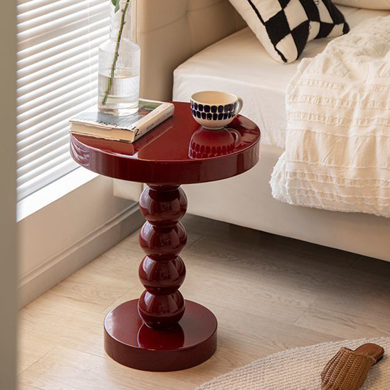 Vintage Round Wood End Table