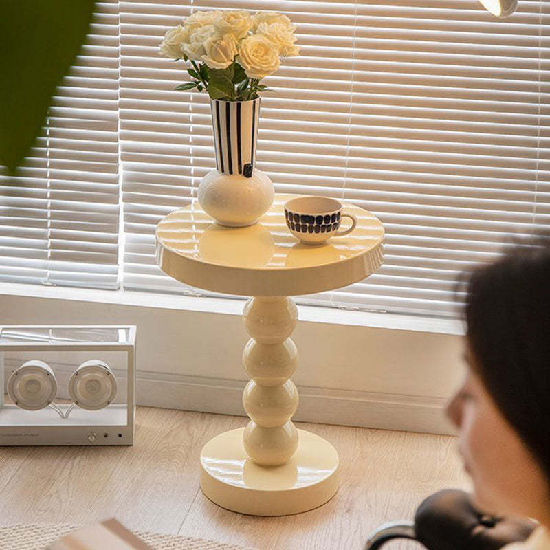 Vintage Round Wood End Table