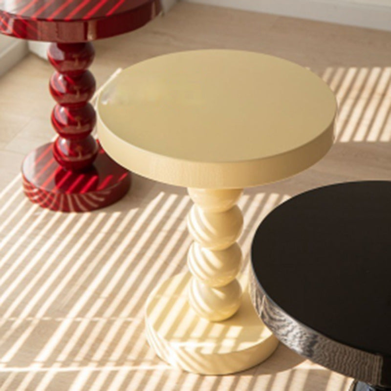 Vintage Round Wood End Table