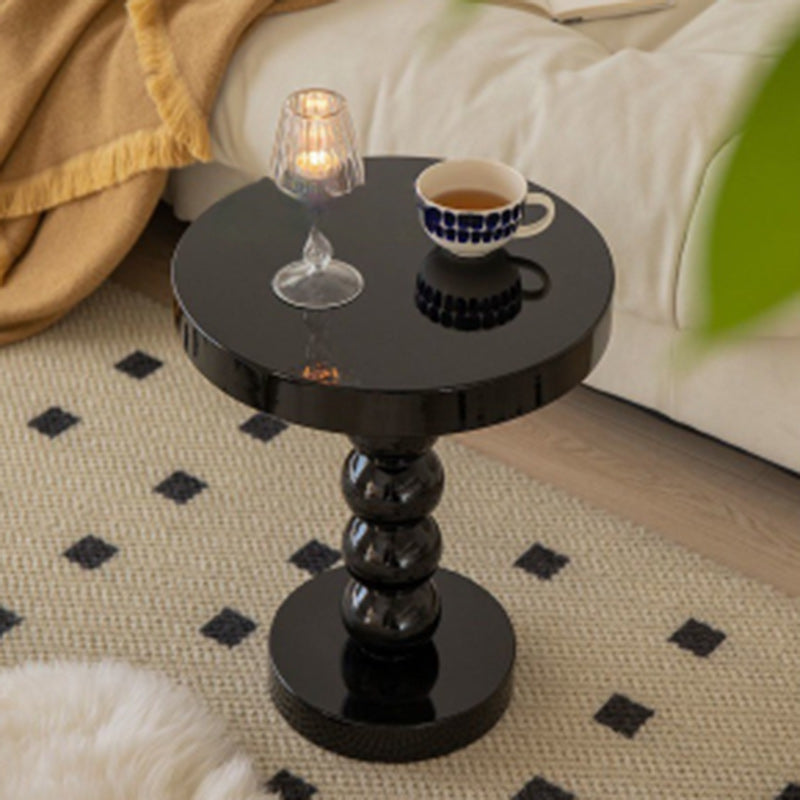Vintage Round Wood End Table — Retro Red