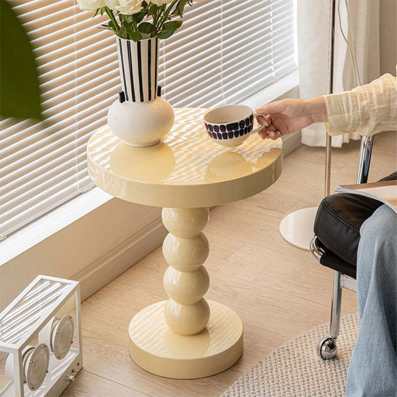 Vintage Round Wood End Table